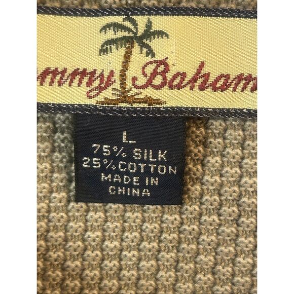 Tommy Bahama Silk Blend Long Sleeve 1/4 Button Up Khaki Sweater Size Large (5776 - Picture 4 of 6